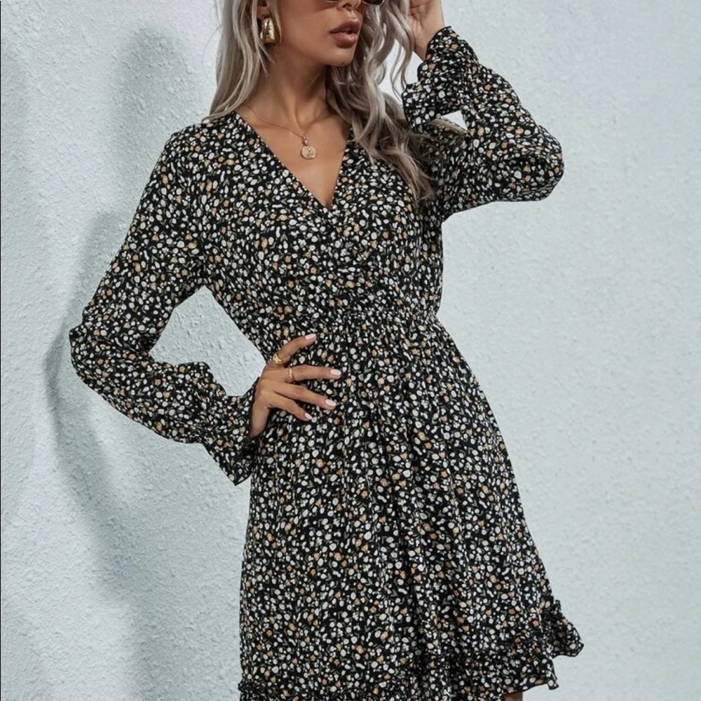 Medium Floral Black Dress, Barely Worn, Medium